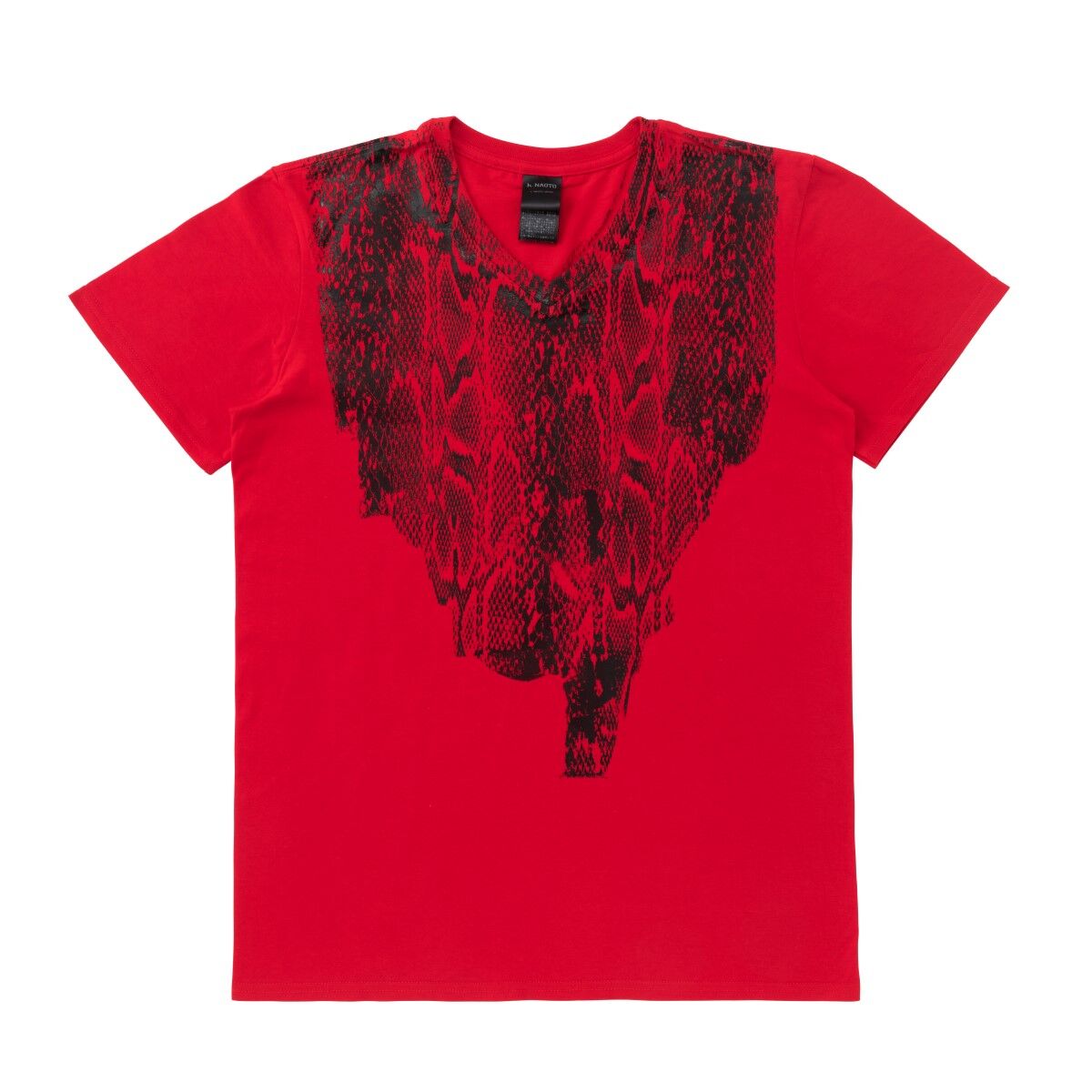 h.NAOTO ANARCHY フード付き黒Tシャツ 赤チェック エイチナオト h.NAOTO/エイチ・ナオト Chubby Angry Dotty T-SH / RD |