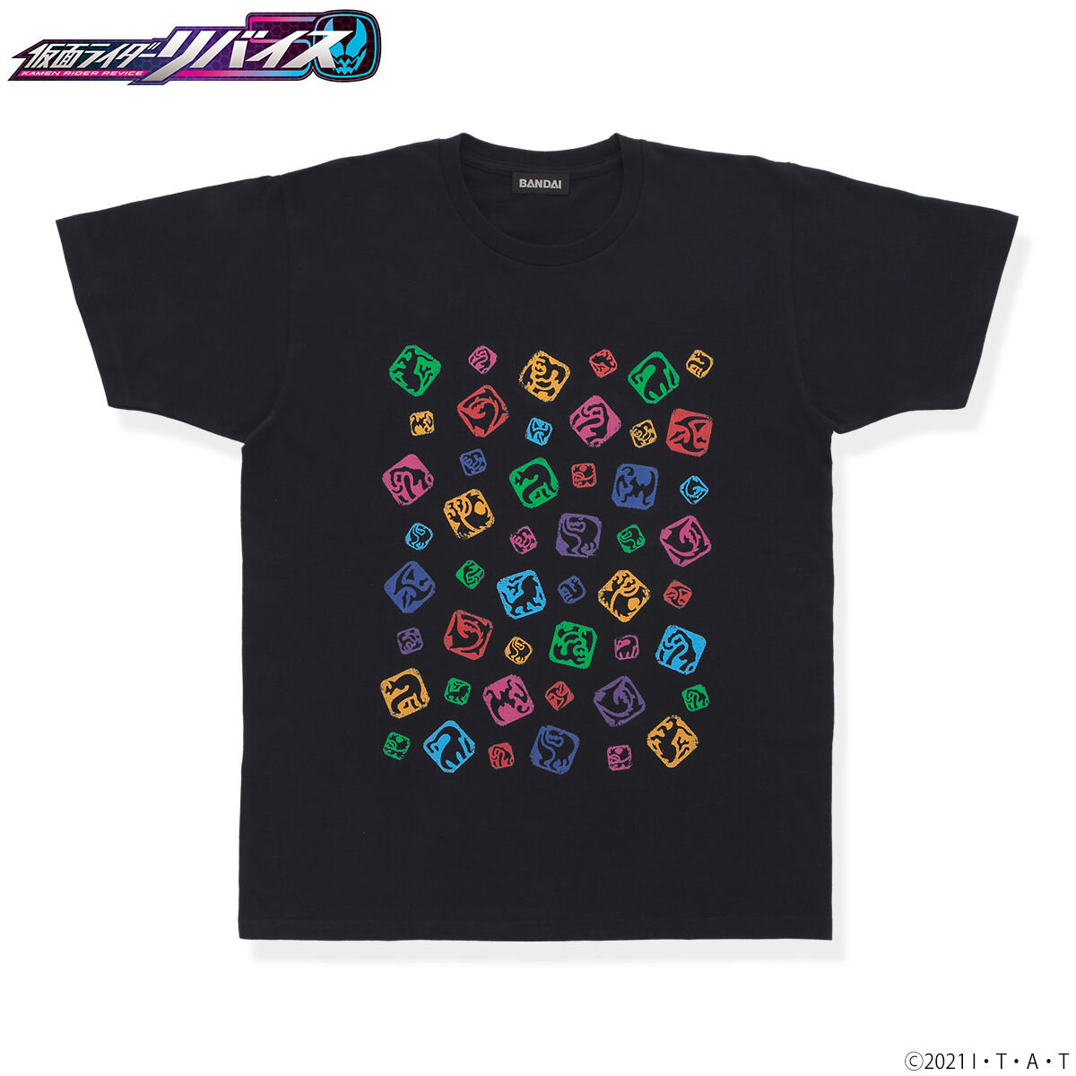 仮面ライダーリバイス デザインtシャツ スタンプ柄 ネイビー 仮面ライダーシリーズ 趣味 コレクション バンダイナムコグループ公式通販サイト