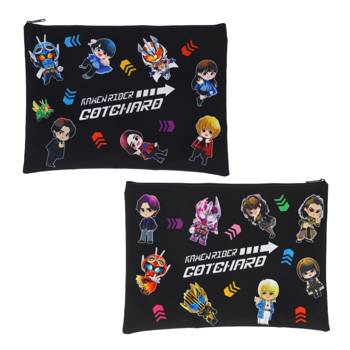 仮面ライダーガッチャード デフォルメ フラットポーチ（大） | 仮面