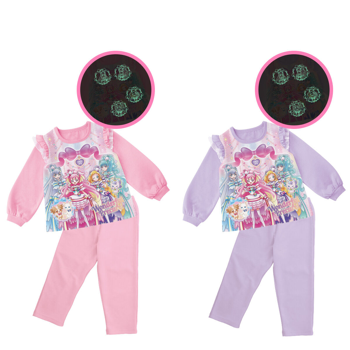 わんだふるぷりきゅあ パジャマセット 110 つよい子グラス　紙袋　長袖Tシャツ 新番組『わんだふるぷりきゅあ！』や『爆上戦隊ブンブンジャー』の