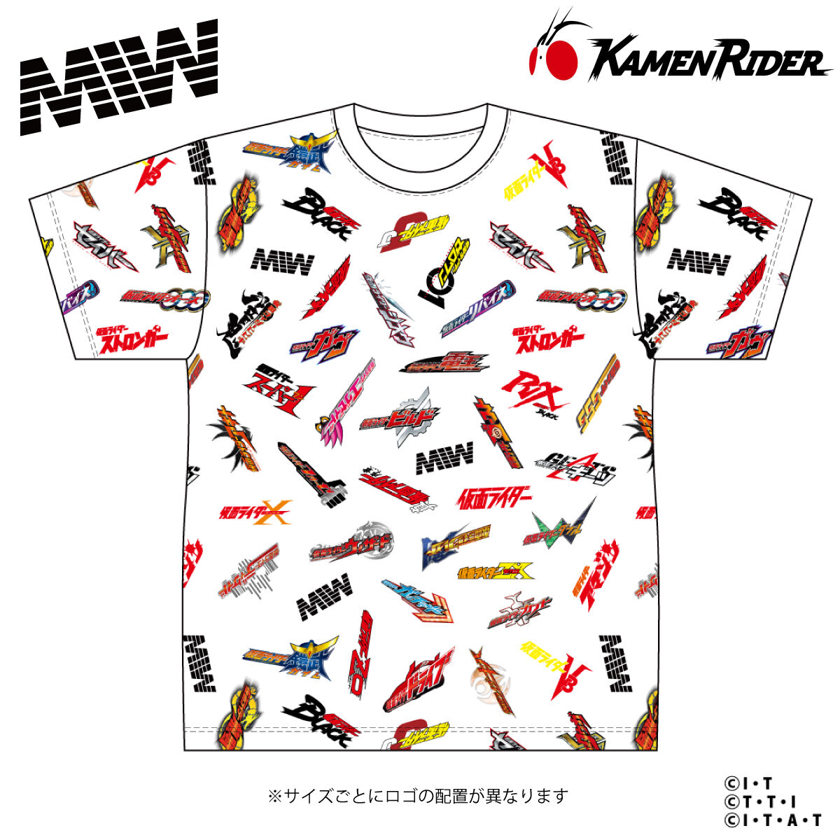 仮面ライダー × MIW Tシャツ (歴代ライダーロゴ) | 仮面ライダー