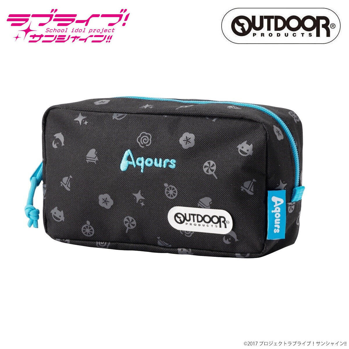 向かい合う2頭 Rainbow Love柄\tHermes\tスクエアポケットポーチ ラブライブ!サンシャイン!! OUTDOOR PRODUCTS スクエアポーチ