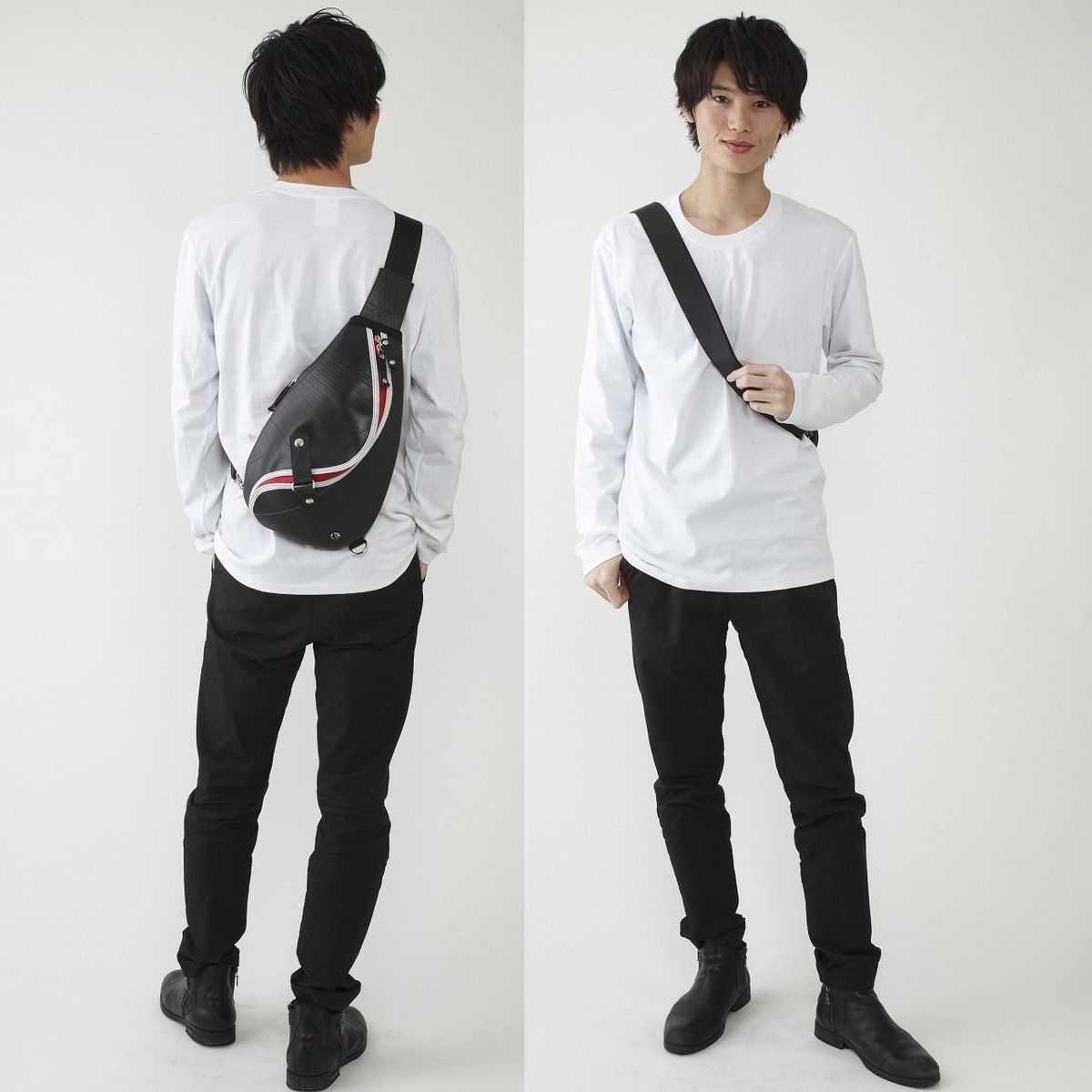SEAL×仮面ライダーコラボ ボディバッグ 三角 タイヤチューブ素材 黒 肩掛け 廃タイヤのチューブで作られた「仮面ライダー」コラボアイテム