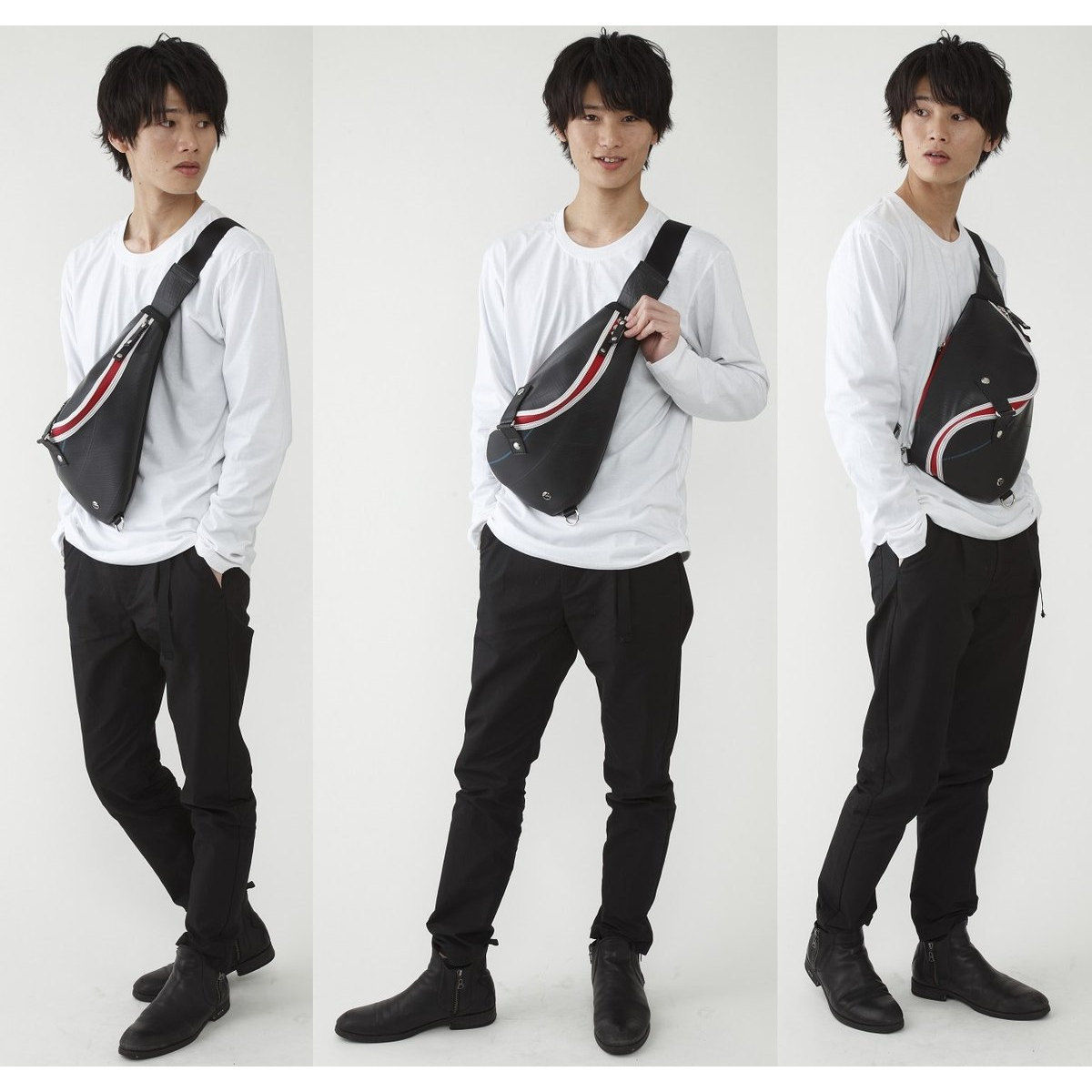 SEAL×仮面ライダーコラボ ボディバッグ 三角 タイヤチューブ素材 黒 肩掛け SEAL×仮面ライダーコラボ ボディバッグ 三角 タイヤチューブ素材