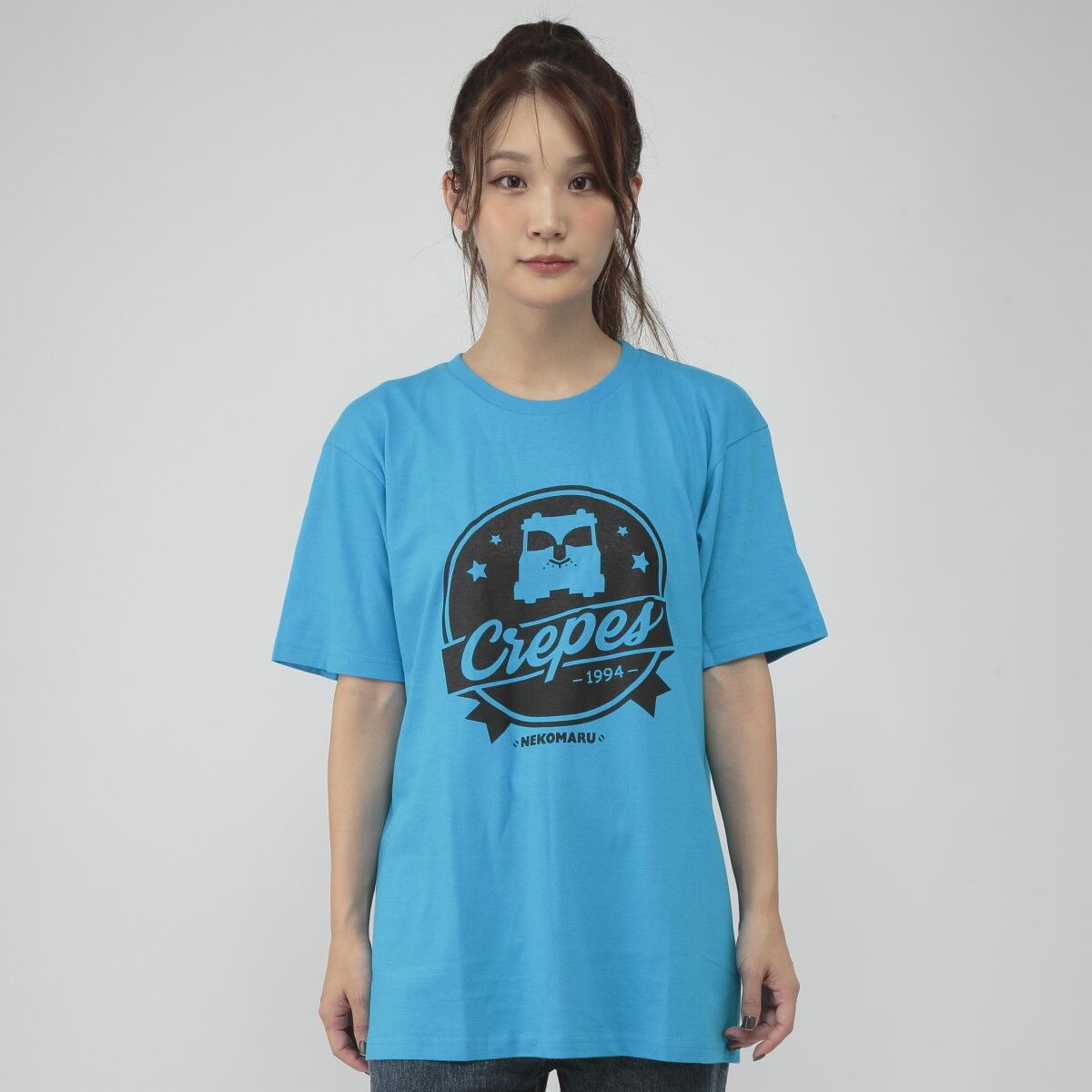 忍者戦隊カクレンジャーTシャツ 猫丸柄（ターコイズブルー