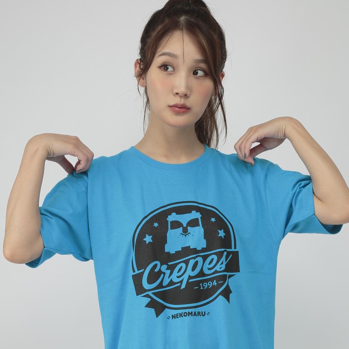 忍者戦隊カクレンジャーTシャツ 猫丸柄（ターコイズブルー