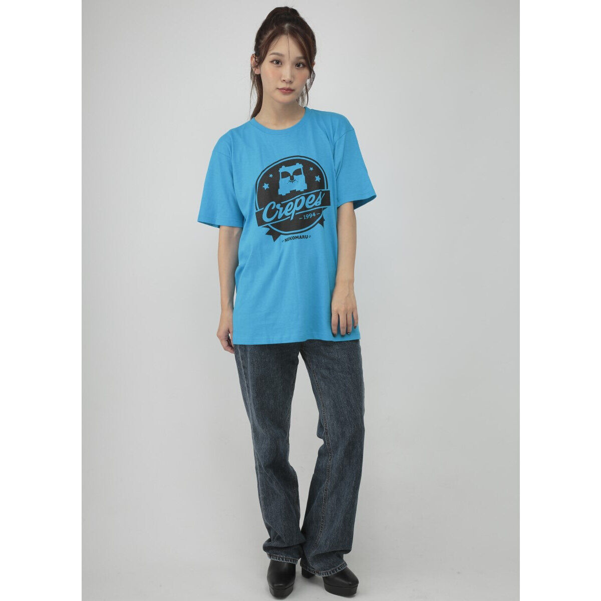 忍者戦隊カクレンジャーTシャツ 猫丸柄（ターコイズブルー