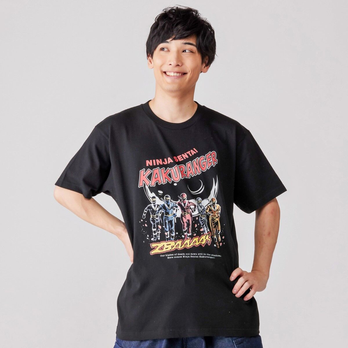 忍者戦隊カクレンジャー　役者さん　直筆サイン入りTシャツ 東映ヒーローTシャツ 忍者戦隊カクレンジャー アメコミ風柄