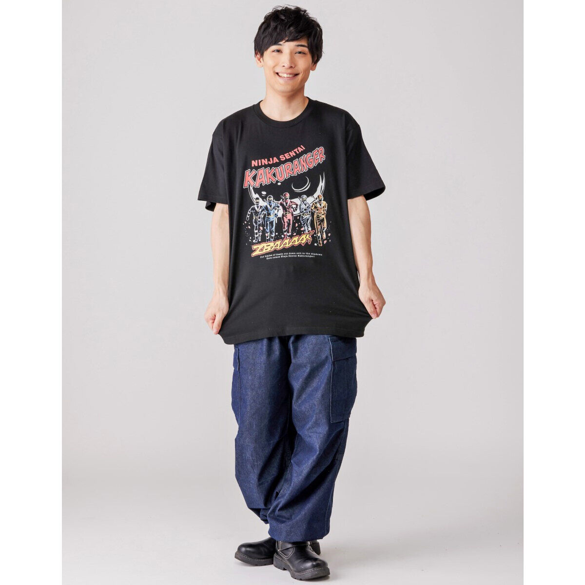 忍者戦隊カクレンジャー　役者さん　直筆サイン入りTシャツ 東映ヒーローTシャツ 忍者戦隊カクレンジャー アメコミ風柄