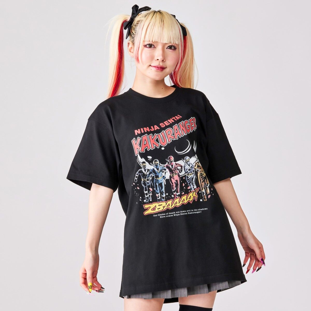 忍者戦隊カクレンジャー　役者さん　直筆サイン入りTシャツ 東映ヒーローTシャツ 忍者戦隊カクレンジャー アメコミ風柄