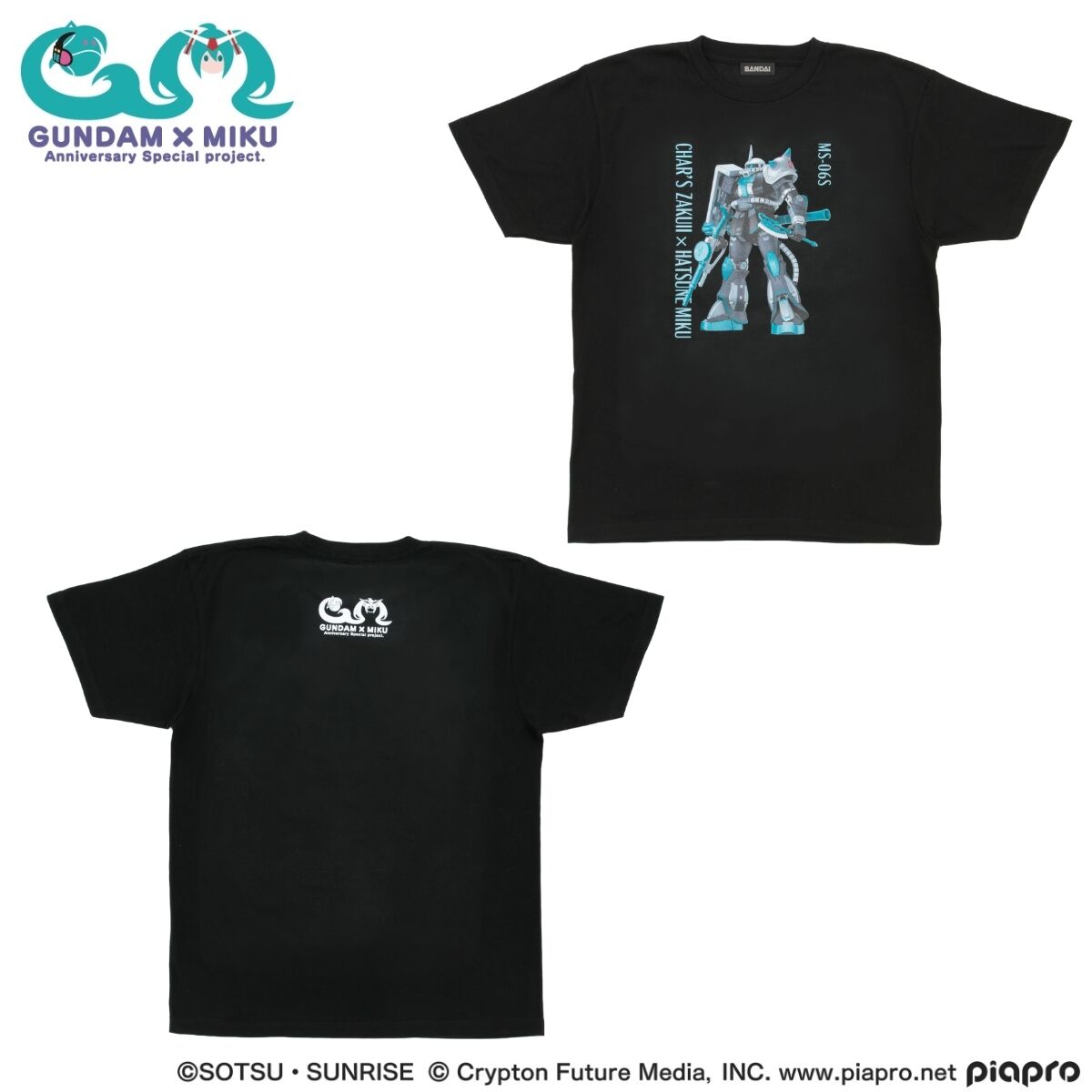 ガンダム45周年 × 初音ミク Tシャツ MS-06S ザクII [初音ミクVer