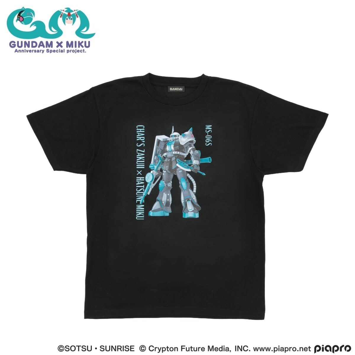 ガンダム45周年 × 初音ミク Tシャツ MS-06S ザクII [初音ミクVer