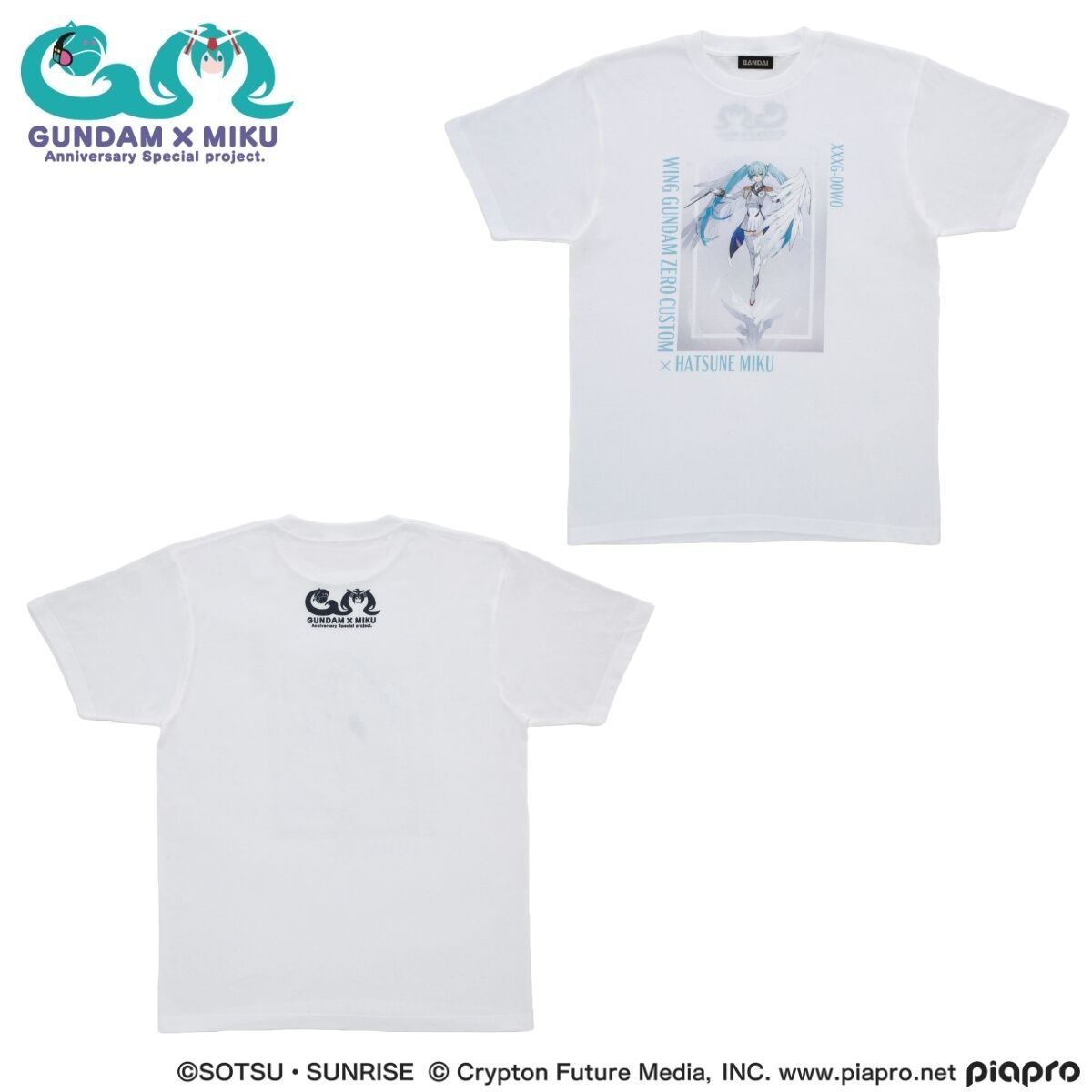 ガンダム45周年 × 初音ミク Tシャツ 初音ミク×ウイングガンダムゼロEW