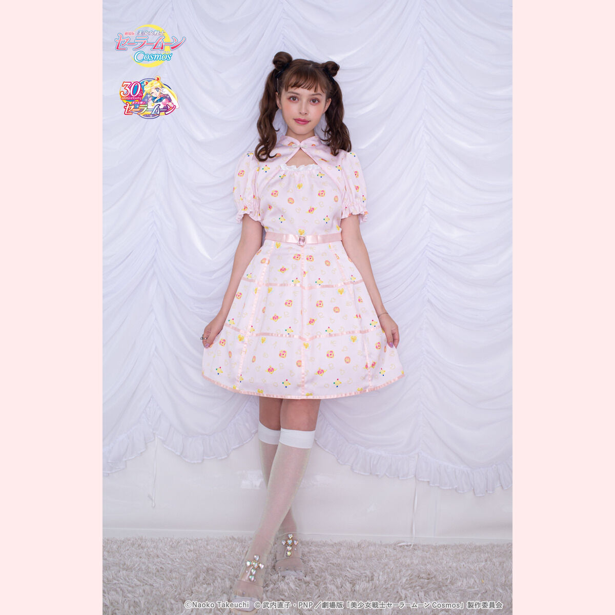 【120cm】メゾピアノ　セーラームーンコラボ　総柄ドッキングワンピース 30周年を記念したワンピースやレギンス！mezzo piano(メゾ