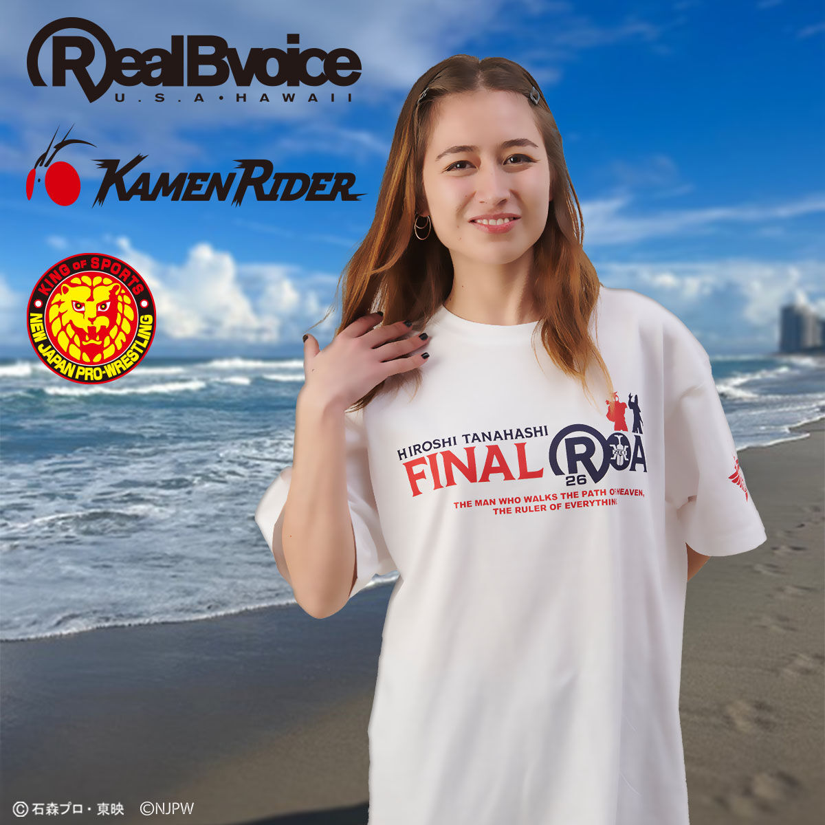 仮面ライダーカブト×棚橋弘至×RealBVoice Tシャツ（白） | 仮面
