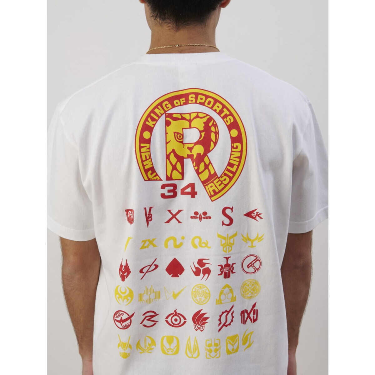 仮面ライダーシリーズ×新日本プロレス×RealBVoice Tシャツ（白