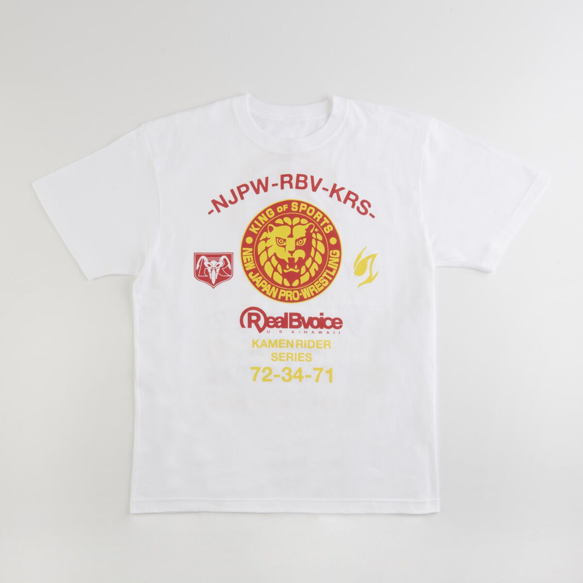 仮面ライダーシリーズ×新日本プロレス×RealBVoice Tシャツ（白