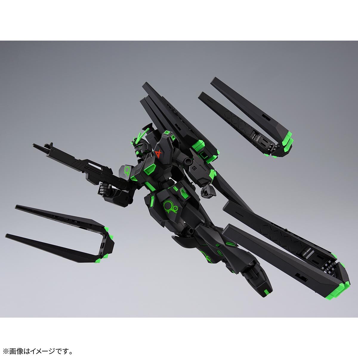 EG 1/144 RX-93 Nu Gundam + Fin Funnel(Eco-Pla Recirculation color / Neon Green + Paperless)