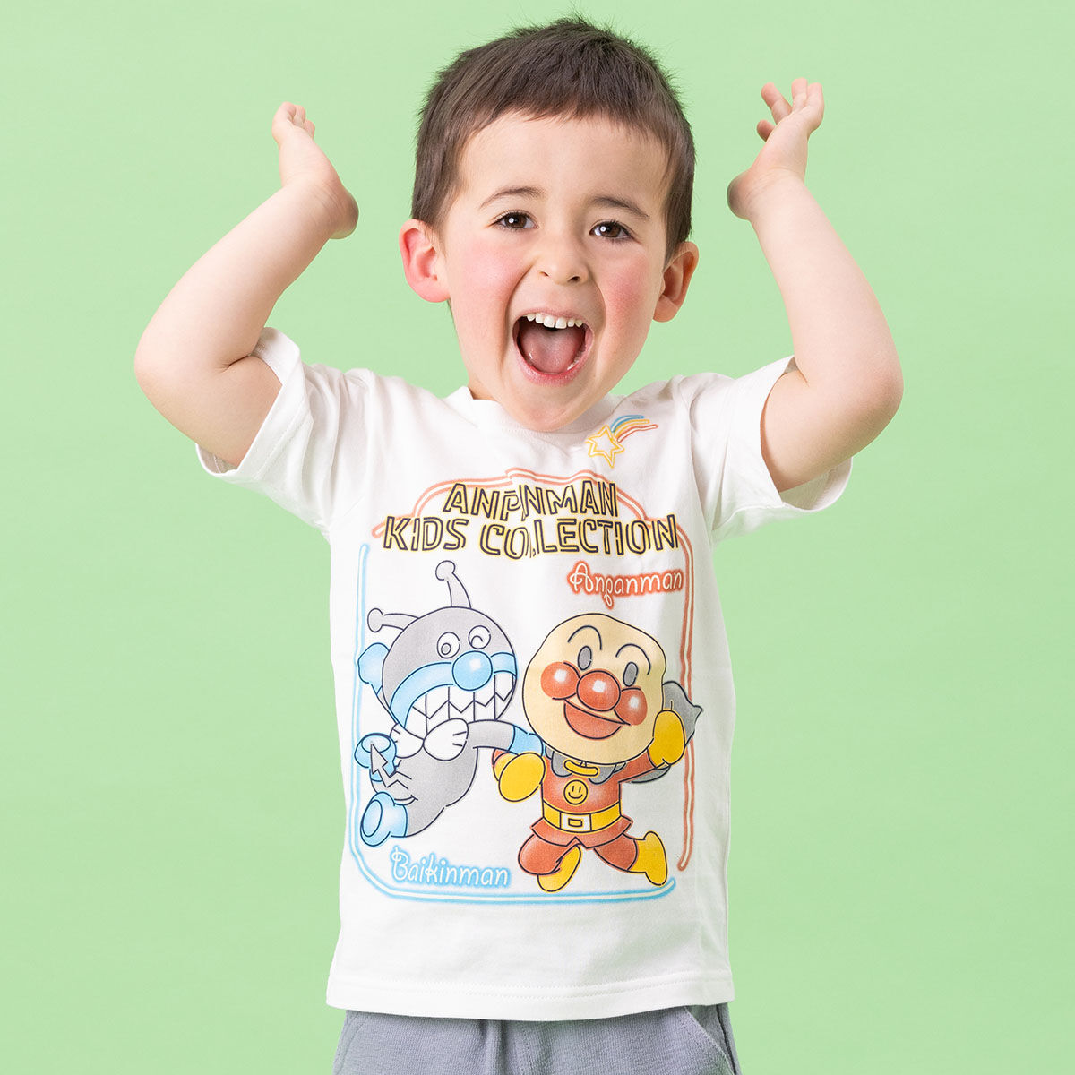 光る！アンパンマン ばいきんまんネオン柄Tシャツ | それいけ
