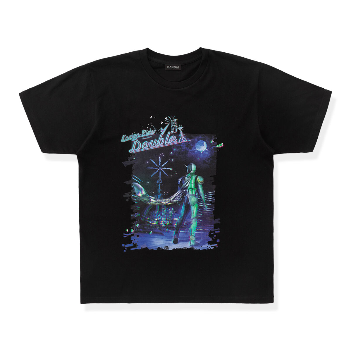 仮面ライダーW サイクロンジョーカーと風都背景 Tシャツ | 仮面