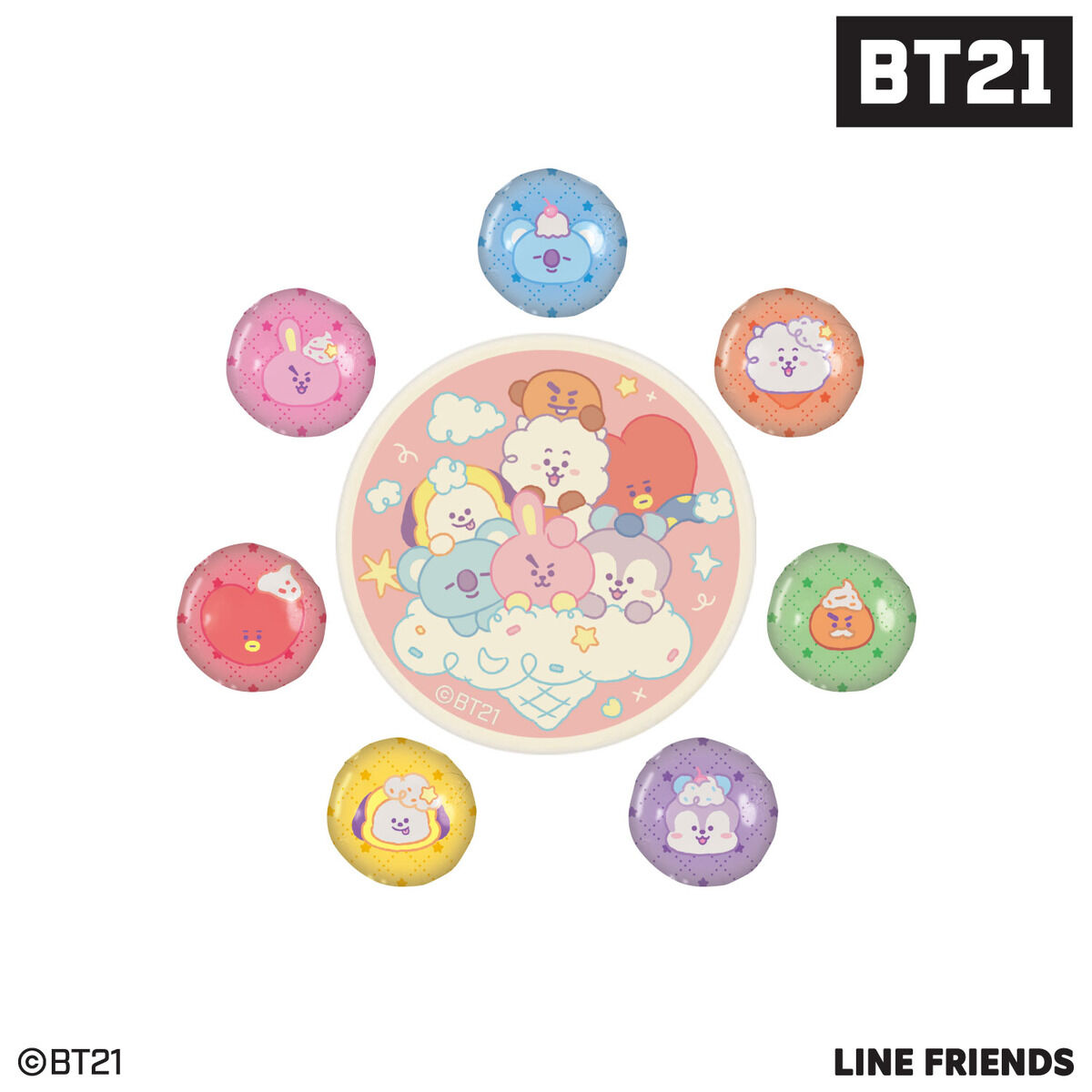 BT21 サークルチョコ缶 | アニメグッズ ・おもちゃならプレミアム