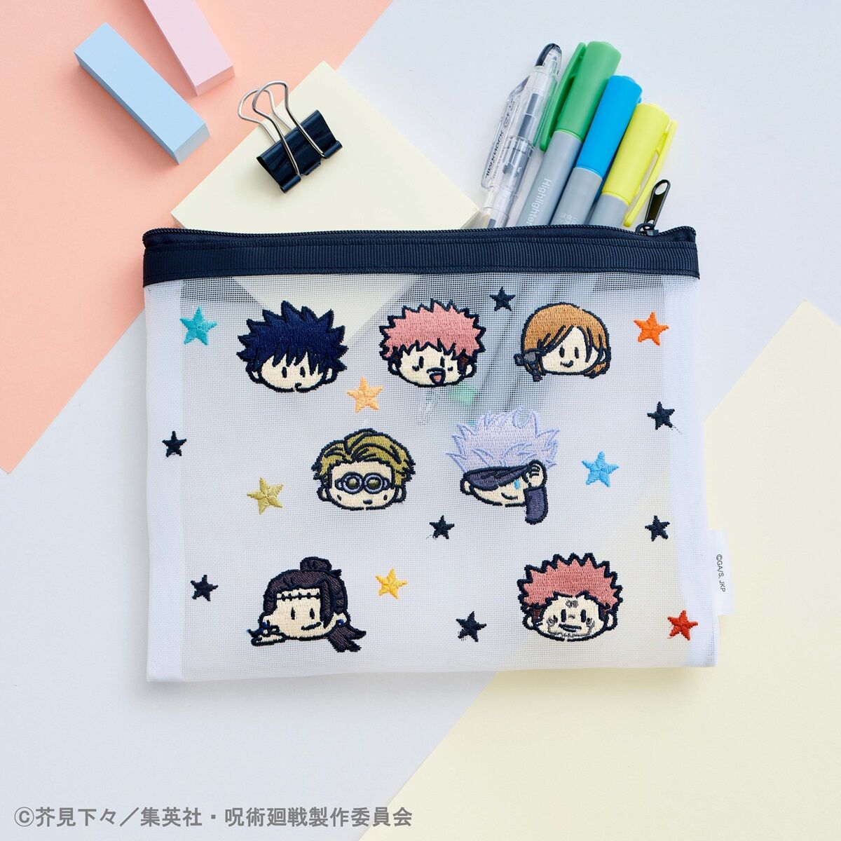 数量限定】JUJUTSU KAISEN WORLD 刺繍メッシュポーチ | 呪術廻戦