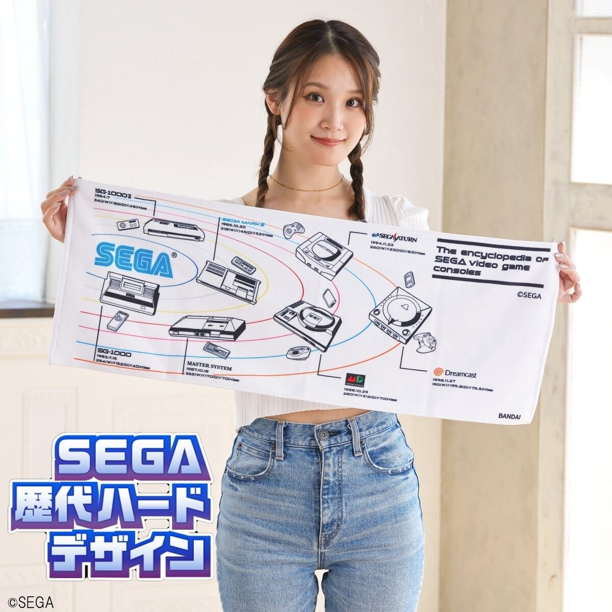 セガ・グッズセット 歴代ハードマット、歴代ハードストラップ、セガロゴブックカバー SEGA歴代ハード デザインフェイスタオル | ファッション・アクセサリー