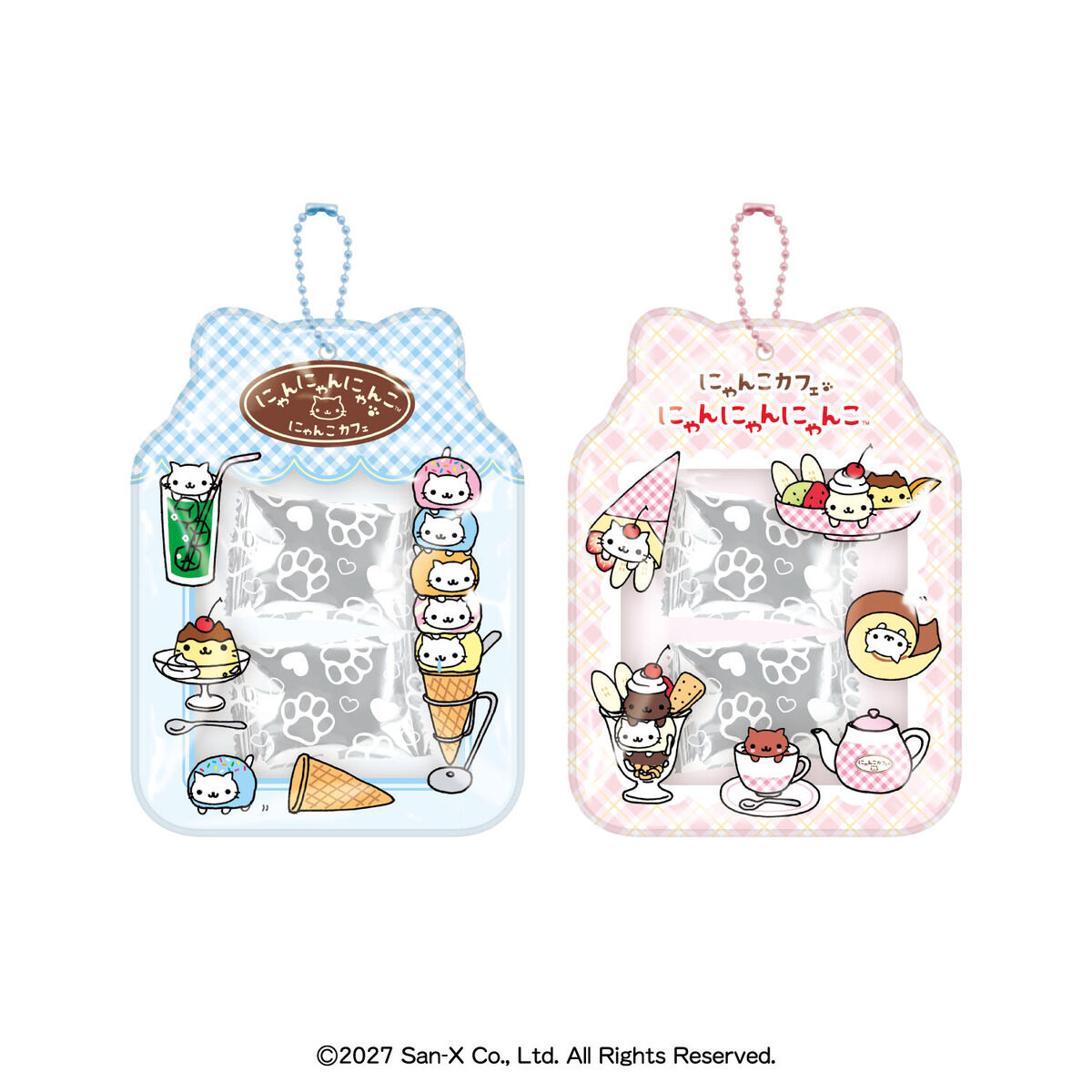 にゃんにゃんにゃんこクリアポーチ（2種セット） | 食品・飲料